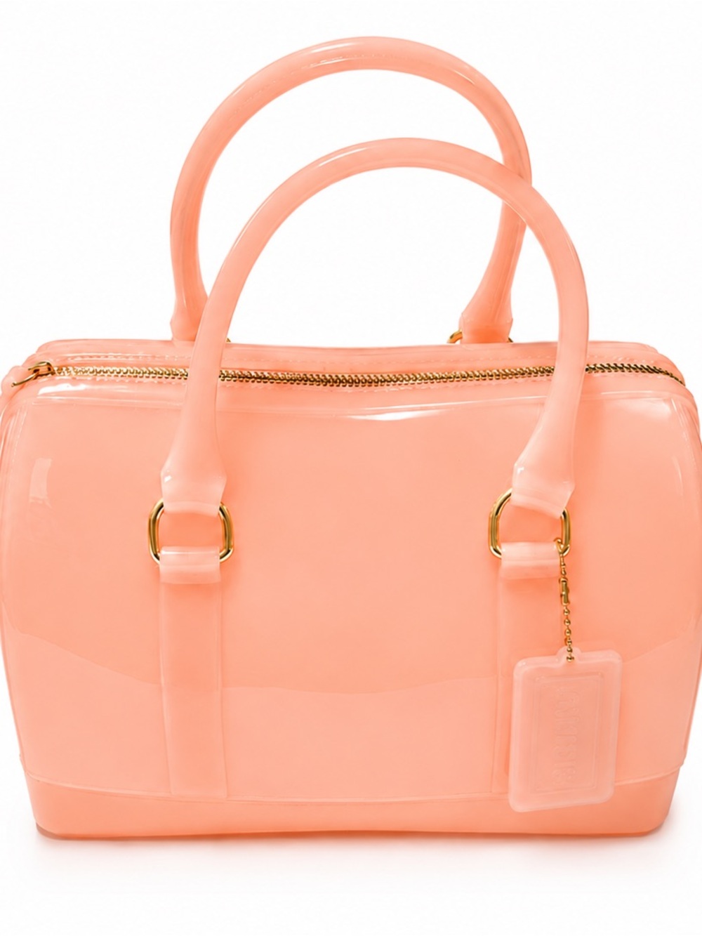 Peach Coral Jelly Candy Bag PVC Satchel Bucket Handbag